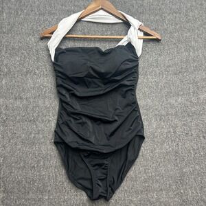 Venus One Piece Swimsuit Size 8 Bathing One Shoulder Black White Ruched